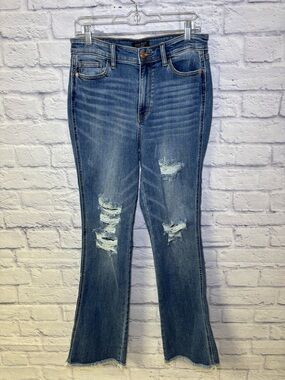 Judy Blue Jeans Womens 11/30 Raw Hem Bootcut Stretch Distressed JB82542MD